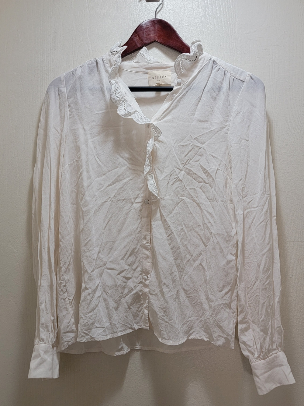 Sezane White Silk Blouse